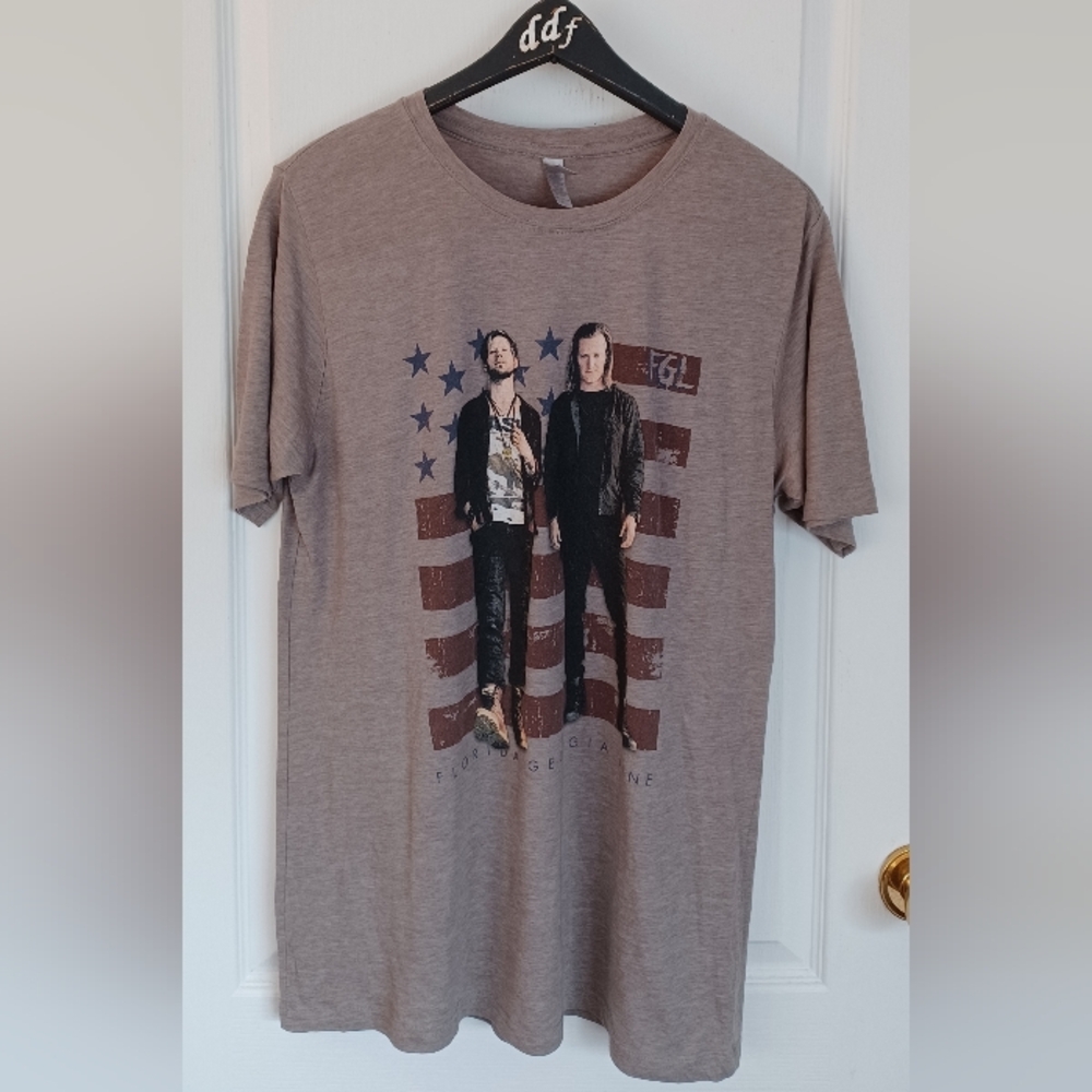 FLORIDA GEORGIA LINE (FGL) T-SHIRT HEATHER TAN DOUBLE-SIDED GRAPHICS LARGE